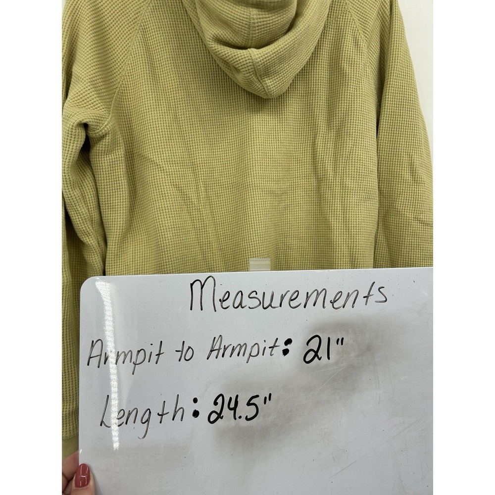 L.L. Bean Womens Waffle Knit Hooded Jacket Size‎ M Green Fuzzy Lined Cozy Casual - Picture 6 of 8